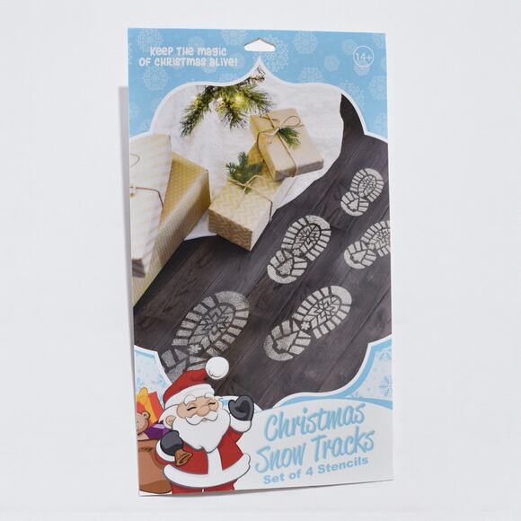 Christmas Snow Tracks Stencil Set – Santa, Elf, & Reindeer Footprints (Set of 4) - Picture 1 of 4